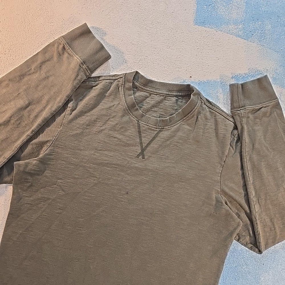 Woolworths Mens M‎ Brown Melange Long Sleeve Cotton Crew Neck T Shirt Small Flaw